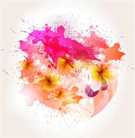 Splash Color Flower Backgrounds Vector 03 Free Download