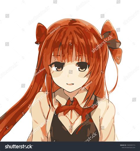 Flirty Redhead Anime Girl Two Bunches Stock Vector Royalty Free