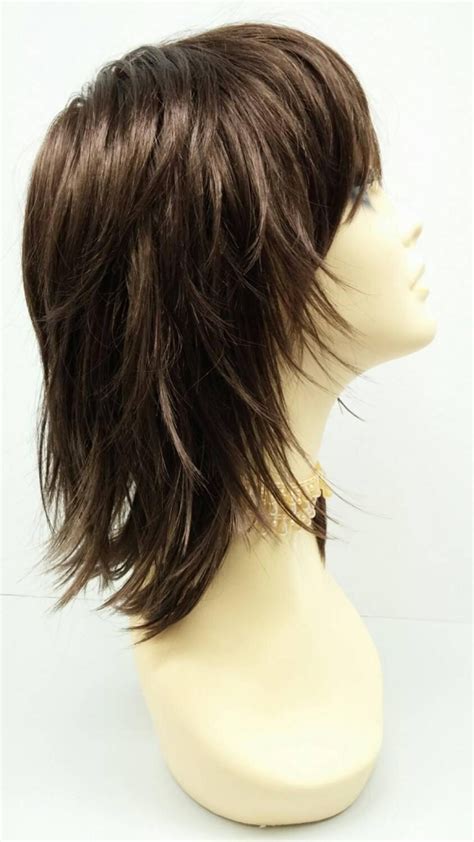 12 inch brown shag style wig straight and layered with bangs anime cosplay wig 12 75 cosmic 6