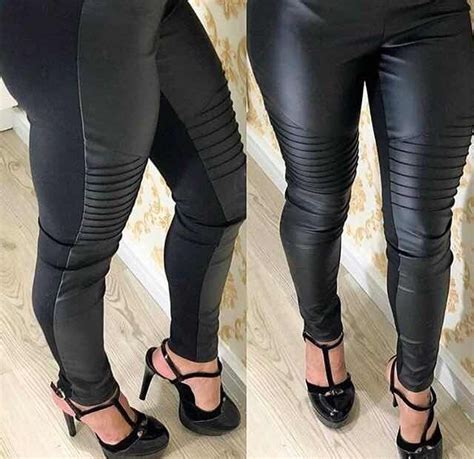 calça skinny legging em couro ecológico detalhe na perna r 60 00 em mercado livre