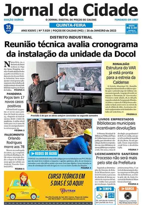Jornal Da Cidade 26 De Janeiro De 2023 Jornal Da Cidade Notícias De Poços De Caldas E Região