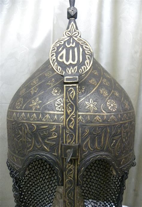 Old Ottoman Turkish Warrior Battle Kualh Khud Helmet Caligraphy