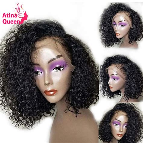 Deep Part 13x6 Curly Short Lace Front Human Hair Wigs Brazilian Remy