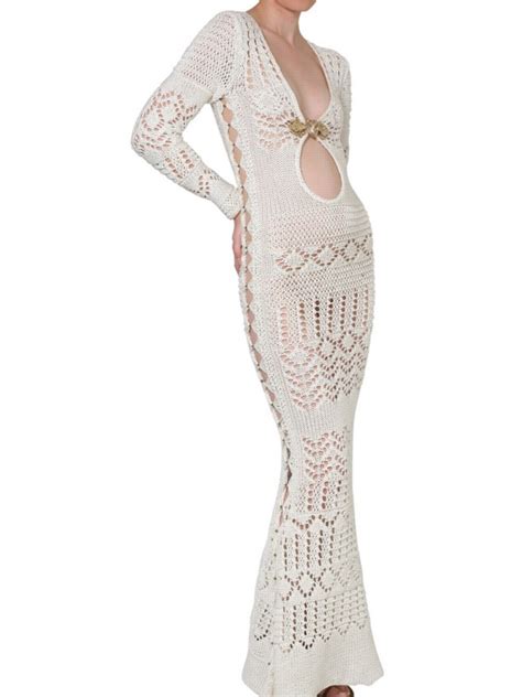 Emilio Pucci Long Crochet Dress In Cream White Lyst