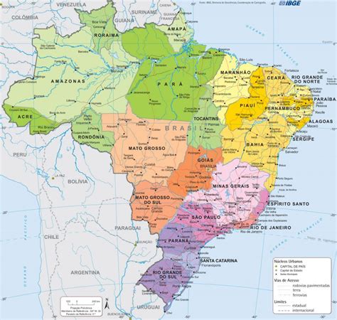 Mapa Regiones Y Ciudades Turismo Brasil