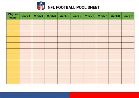 Printable Football Pool Sheet Room