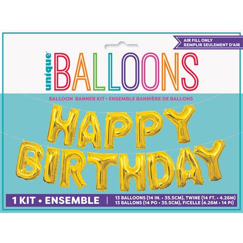 Foil Happy Birthday Letter Balloon Banner Kit Gold 14ft