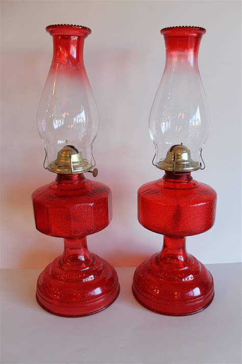 1930s Ruby Red Glass Vintage Oil Lamp Etsy Artofit