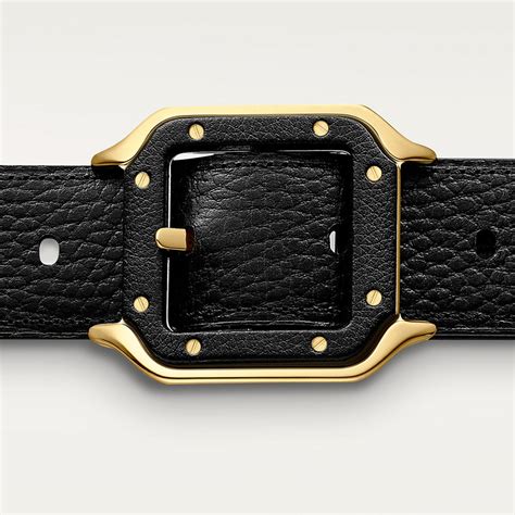 Crl5000619 Santos De Cartier Belt Black Grained Cowhide Gold