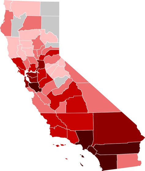 2,211 new covid cases, 19 deaths, 40k vaccinations. File:COVID-19 Cases in California by counties.svg ...