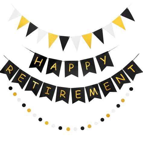 Buy Happy Retirement Banner Assembled GAGAKU Black And Gold Retirement