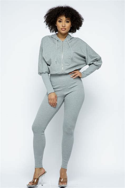 Full Body Jumpsuit With Hoodie Grey
