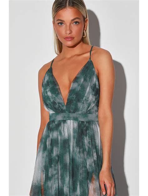 Buy Lulus Elegant Moment Emerald Green Tie Dye Backless Maxi Dress