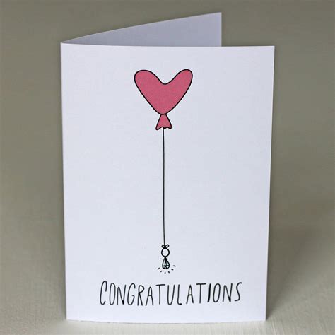 Congratulations Heart Balloon A6 Greetings Card By Angela Chick