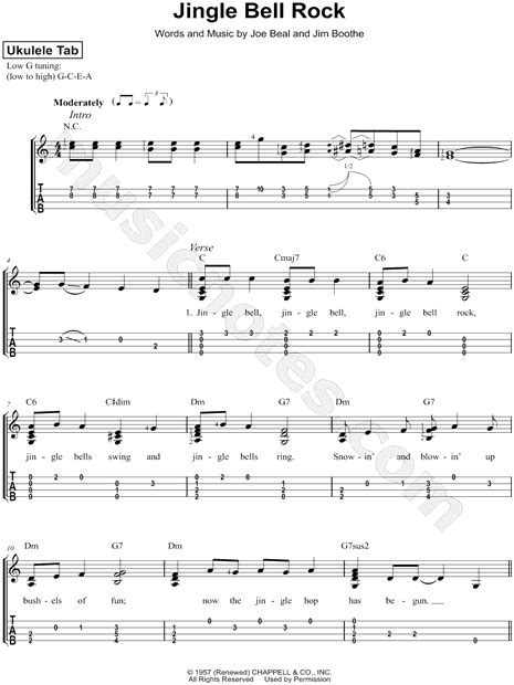 Jim Boothe Jingle Bell Rock Ukulele Tab In C Major Download And Print Sku Mn0126964