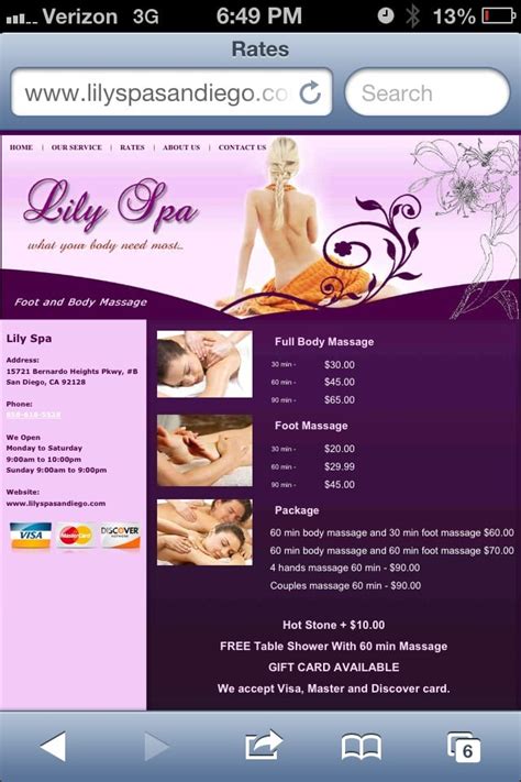 Lily Spa Foot And Body Massage Closed Massage 15721 Bernado Heights