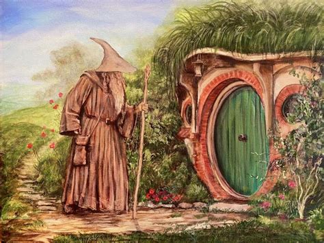 Gandalf Knocking On Bilbo Baggins Door Artist Signed Archival Etsy