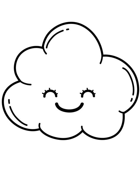 Cloud Coloring Pages Clouds Drawing Printables Simple Printable Sheet