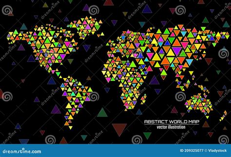 Abstract Colorful Geometric World Map With Triangles Triangular