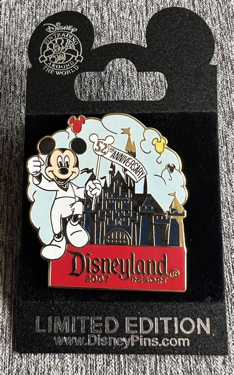 Disney Dlr Mickey Mouse W Castle 52nd Anniversary Limited Edition Pin