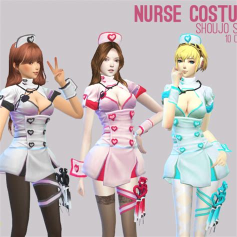 Nurse Costume For The Sims 4 Sims 4 Anime Sims Sims 4 Clothing