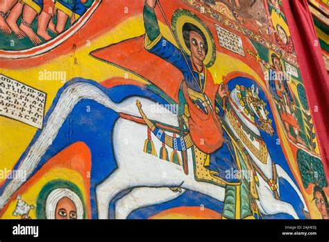 Religious Mural Decorating The Wall Of An Ethiopian Orthodox Monastery