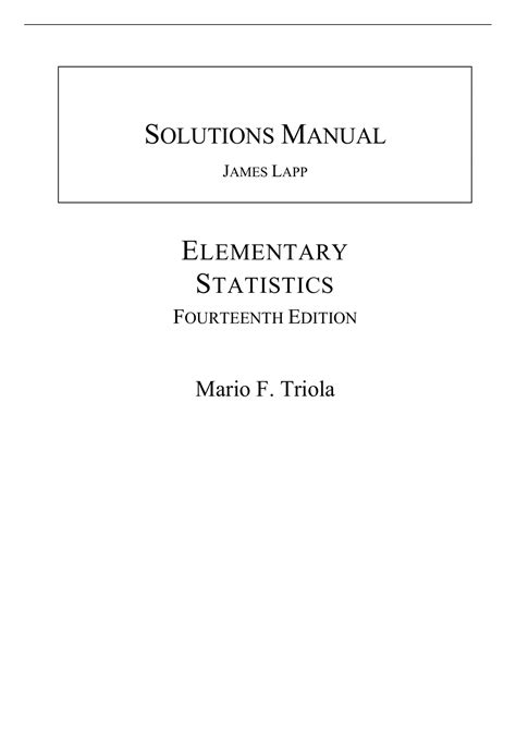 Elementary Statistics 14th Edition By Mario F Triola Solutions