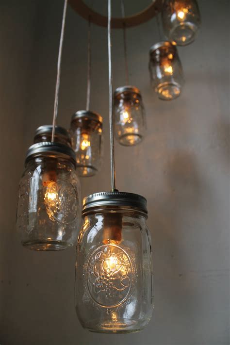 Spiral Mason Jar Chandelier Rustic Hanging Pendant Lighting Etsy