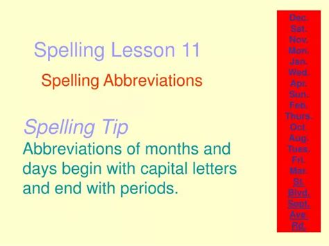 Ppt Spelling Lesson 11 Powerpoint Presentation Free Download Id