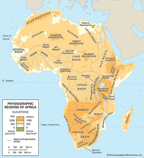 Africa Physical Map With Key
