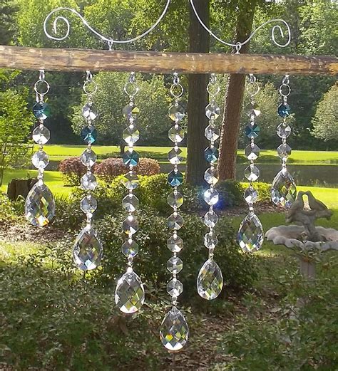 Beautiful Crystal Suncatcher With Teal Accents Etsy Crystal Wind