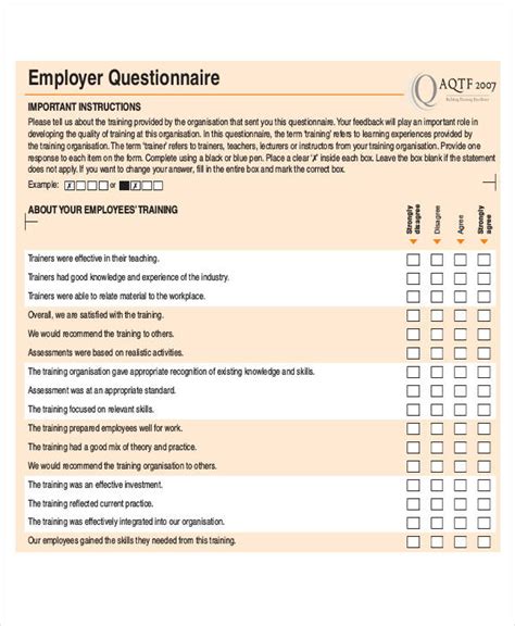 feedback questionnaire examples samples   examples