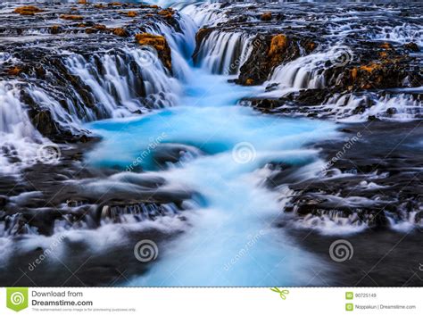 Bruarfoss Waterfall In Winter Reykjavik Iceland Stock