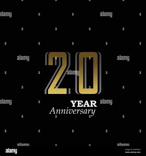 20 Year Anniversary Logo Vector Template Design Illustration Gold And