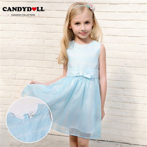 Candydoll Summer New Childrens Dress Girls Blue Princess Dress