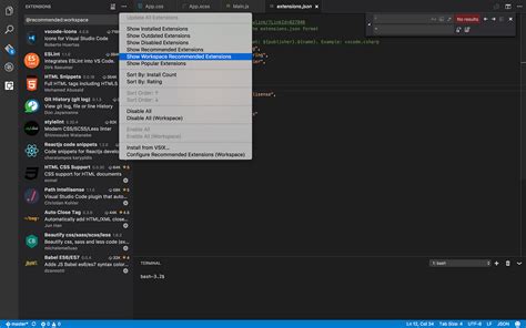 Visual Studio Code Recommended Extensions For A Front End Developer