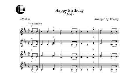 Happy Birthday D Major Violin Sheet Music Youtube