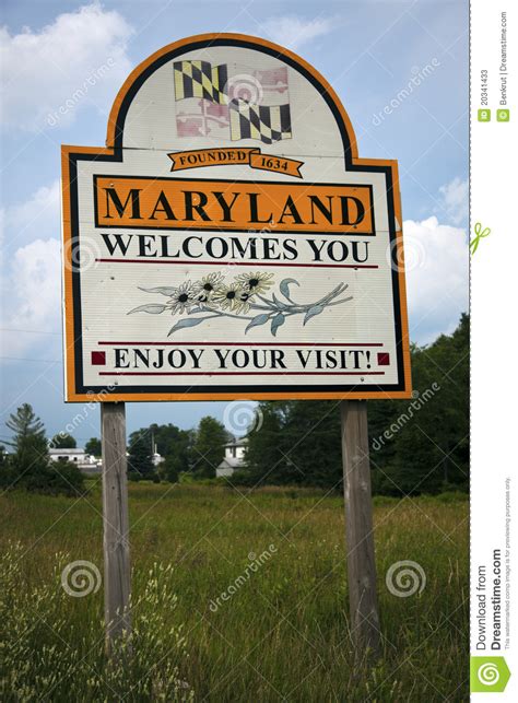 Welcome To Maryland Stock Image Image Of Maryland Welcome 20341433