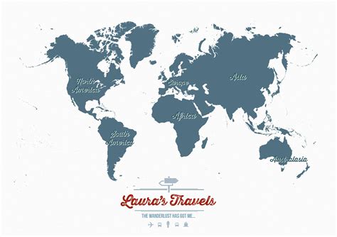 Personalized Travel Map Of The World Teal