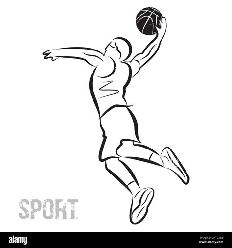 Basketball Player Jumping To The Basket Stock Vector Image And Art Alamy