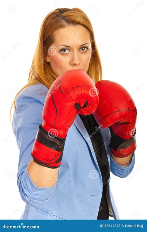 Business Woman With Boxing Gloves Royalty Free Stock Photos Image