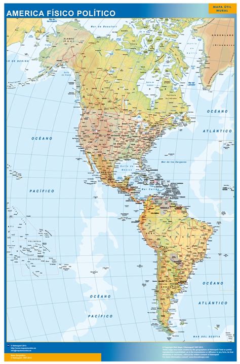 mapa américa físico político tienda mapas