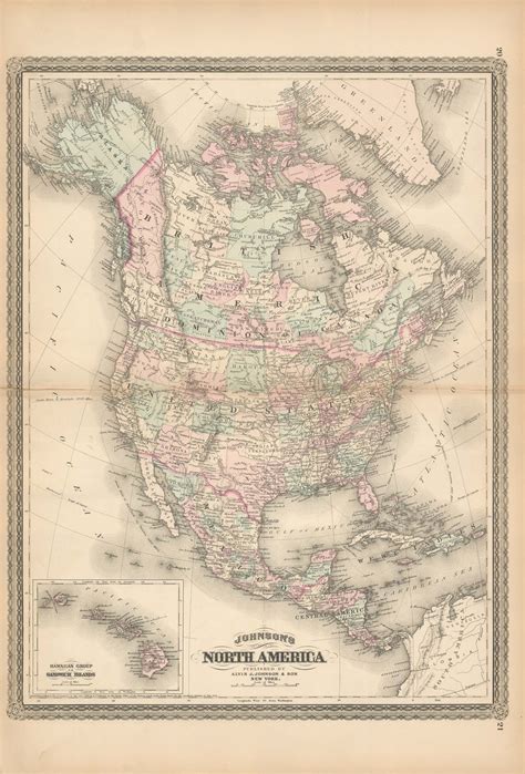 Johnsons 1880 Map Of North America Art Source International
