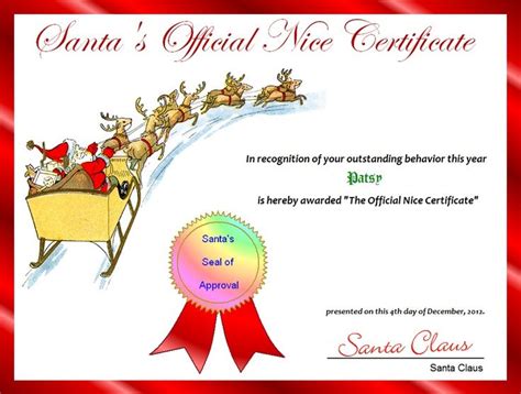 Or, download a doc version, open it in microsoft word (or another program that can display doc files), customize, and print. santa NICE LIST CERTIFICATES | FREE Printable Santa's ...