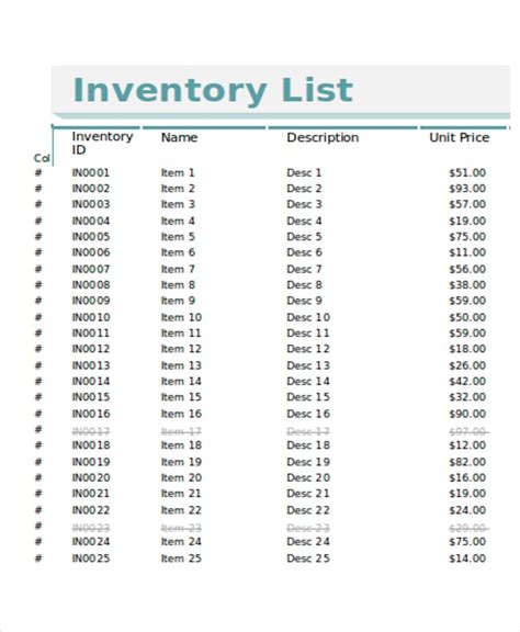 Store Inventory Template Excel Templates