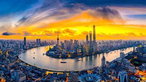 Download Shanghai Cityscape Panorama Wallpaper