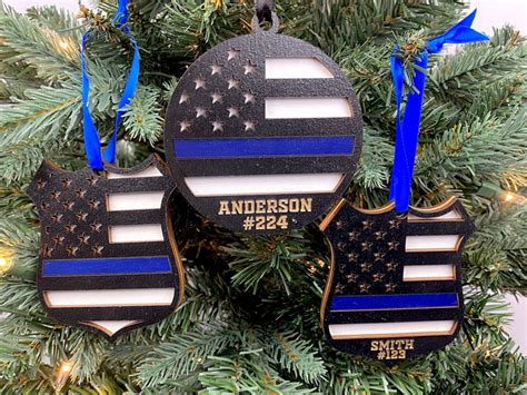 Thin Blue Line Ornament Personalized Police Ornament Etsy