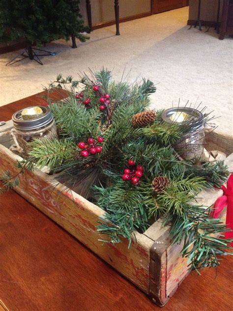 Rustic Christmas coffee table decor. | Christmas coffee ...