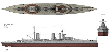 Hms Queen Mary 3 View Drawing Showing Her In Her Configuration In May