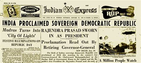 When India Became A Republic Front Page Of The Indian Express January